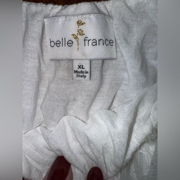 Belle France daisy chain cold shoulder silk blend sequin lined top sz L EUC - Picture 4 of 15